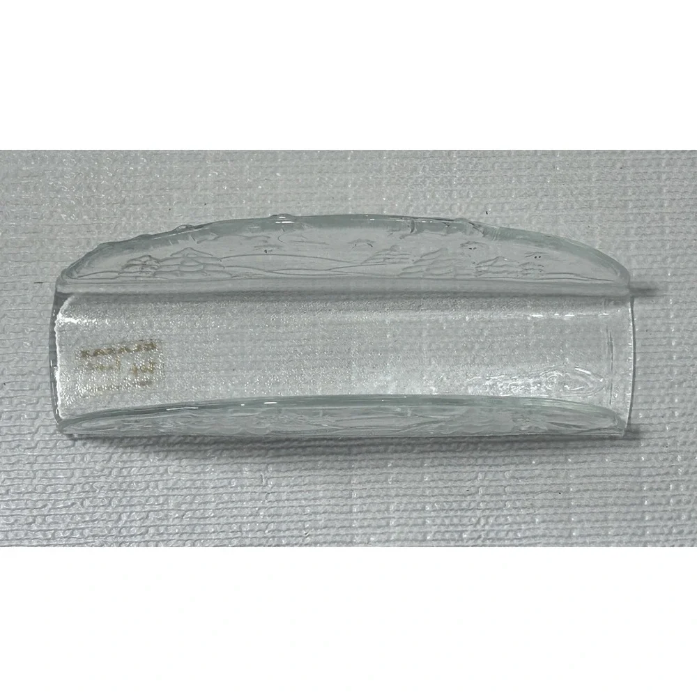 VTG Glasex Germany Napkin Holder Winter Scene Glass Holiday Christmas Grannycore